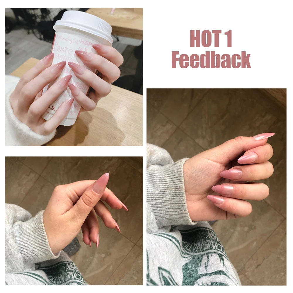 24PCS stiletto false nail tips Mid-length Gradients press on nails wearable full cover fashion false fingernails patch for girls