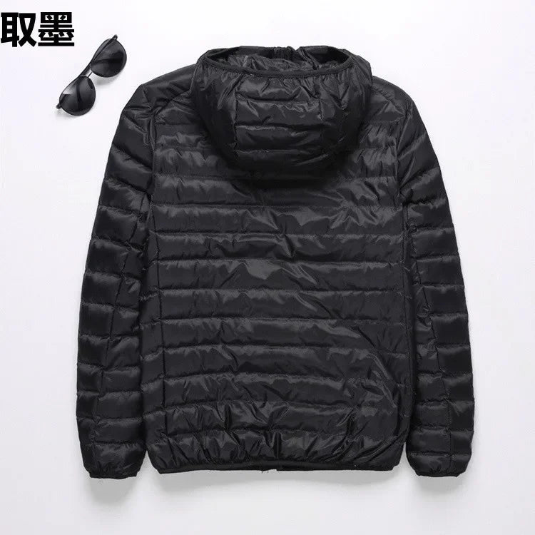Autumn Winter New Style Men's Lightweight Hooded Cotton Jacket Warm Fashionable Short Casual Portable Stand Collar Cotton Coat