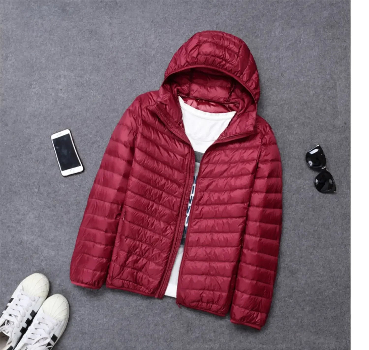 Autumn Winter New Style Men's Lightweight Hooded Cotton Jacket Warm Fashionable Short Casual Portable Stand Collar Cotton Coat