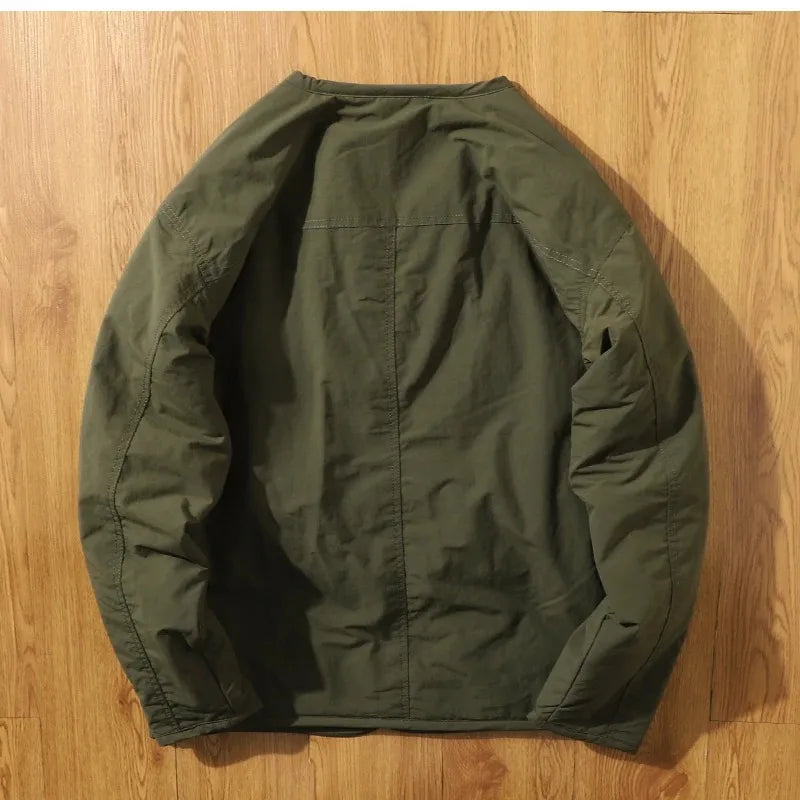 Retro Jaet with Button V-Ne Waterproof Workwear Layering Men's Coat