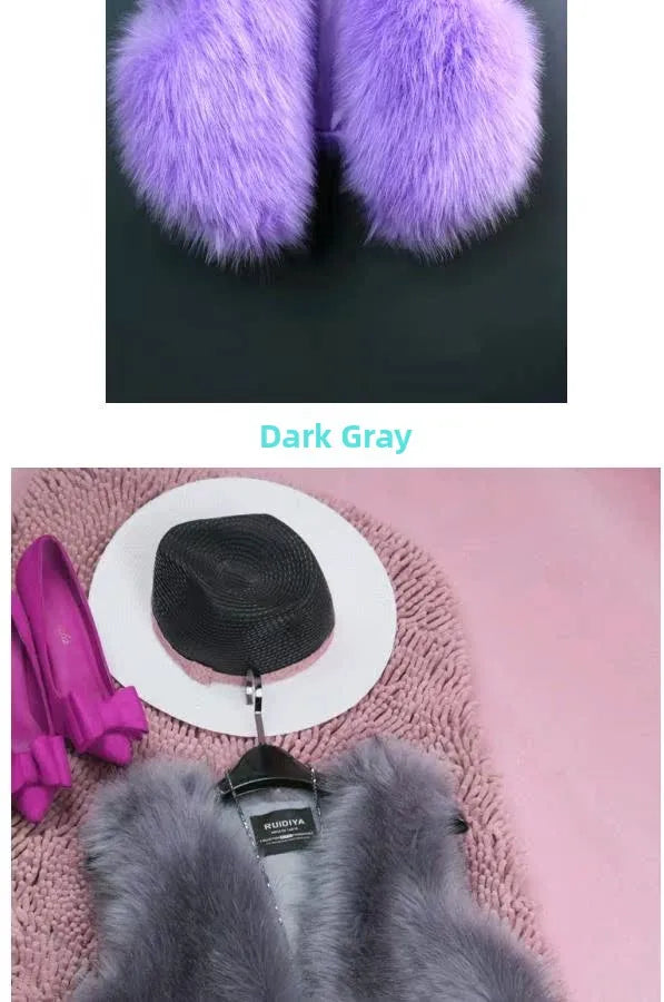 ort  Fur Vest Women's Autumn Winter Faion Slimming Belted Plu Jaet Korean Sle V-Ne No-Sve Commute Trend