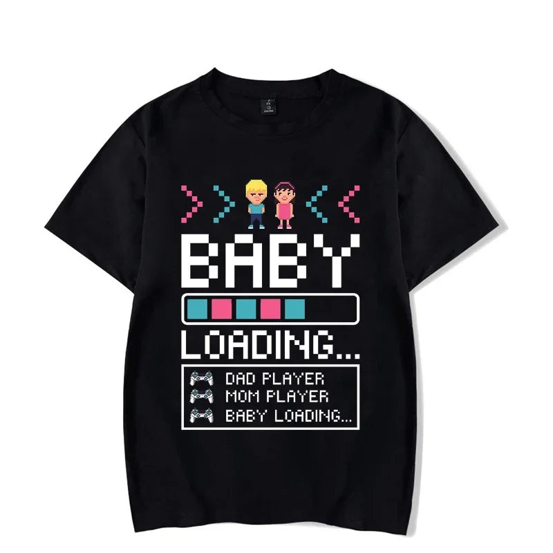 Baby Loading Couples T Shirt Vintage Gamers Mom Dad Tshirt Kawaii Harajuku Lovers T-shirt Sweet Pregnancy Announcement T Shirts