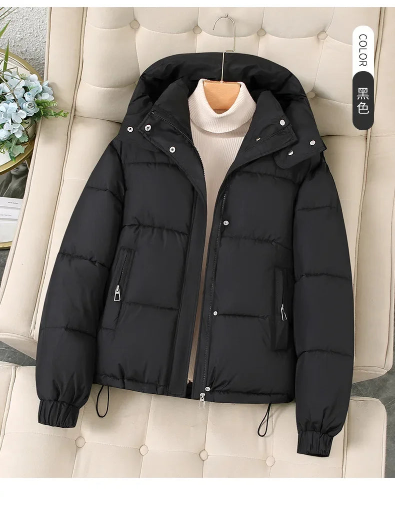 Women Autumn Winter Short Down Jacket 2025 New Plus Size Loose Cotton Padded Jacket Women Hooded Warm Casual Jacket Women Parkas