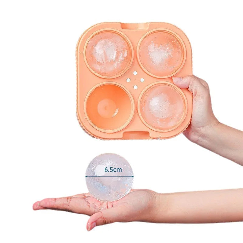 4 Grid Ice Ball Maker Large Dia 6.5cm Big Ice Ball Mold Tray for Whiskey Cocktail Bar Tools Food Grade Ice Mould For Cold Drink