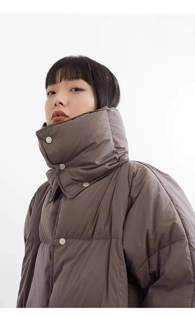White Duck down Puffy Jacket~~New Winter down Jacket Versatile Thick Coat for Women~Detachable Collar