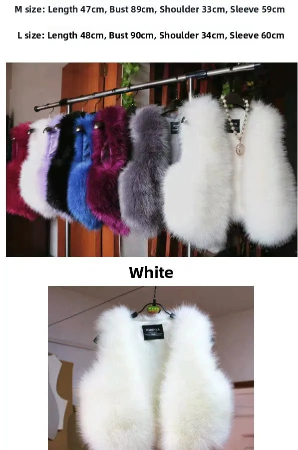 ort  Fur Vest Women's Autumn Winter Faion Slimming Belted Plu Jaet Korean Sle V-Ne No-Sve Commute Trend