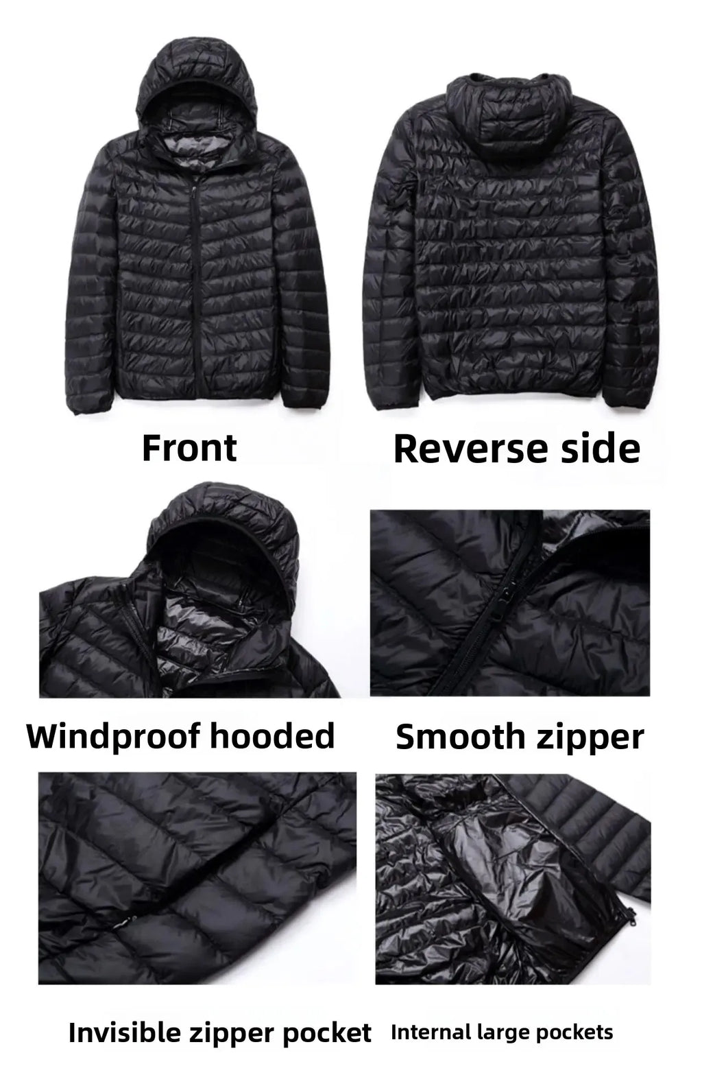 Autumn Winter New Style Men's Lightweight Hooded Cotton Jacket Warm Fashionable Short Casual Portable Stand Collar Cotton Coat