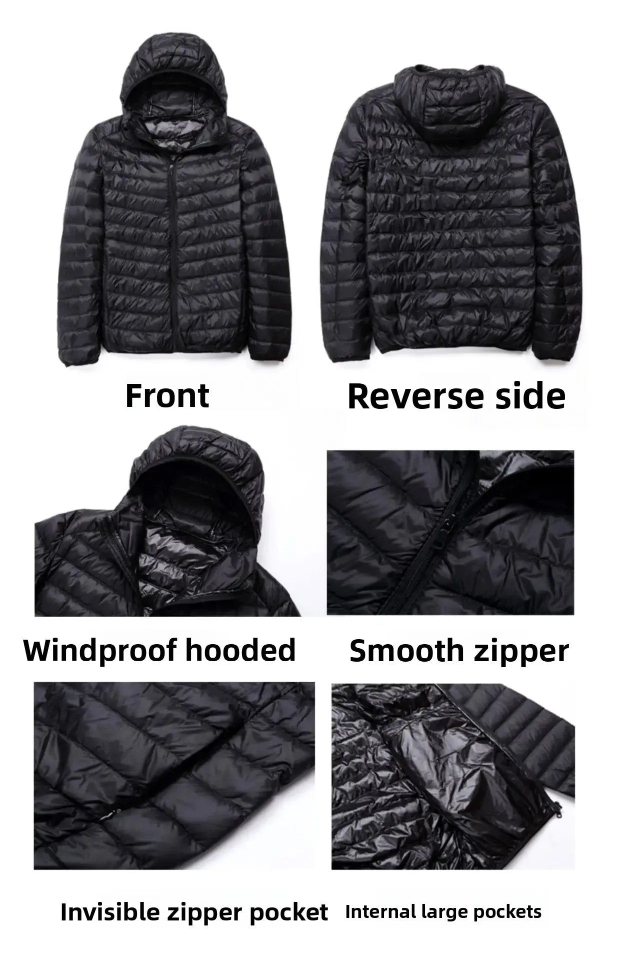 Autumn Winter New Style Men's Lightweight Hooded Cotton Jacket Warm Fashionable Short Casual Portable Stand Collar Cotton Coat