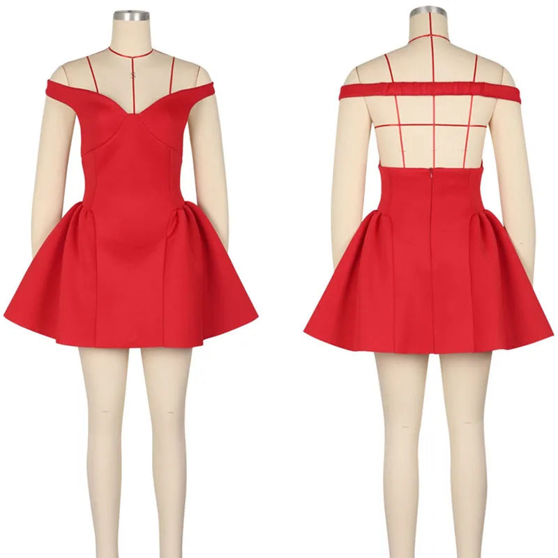 Sexy Club A-line Party Shorts Dresses Women Elegant Sleeveless Backless V-neck Slim Fit Prom Birthday Mini Dress Vestidos Cortos