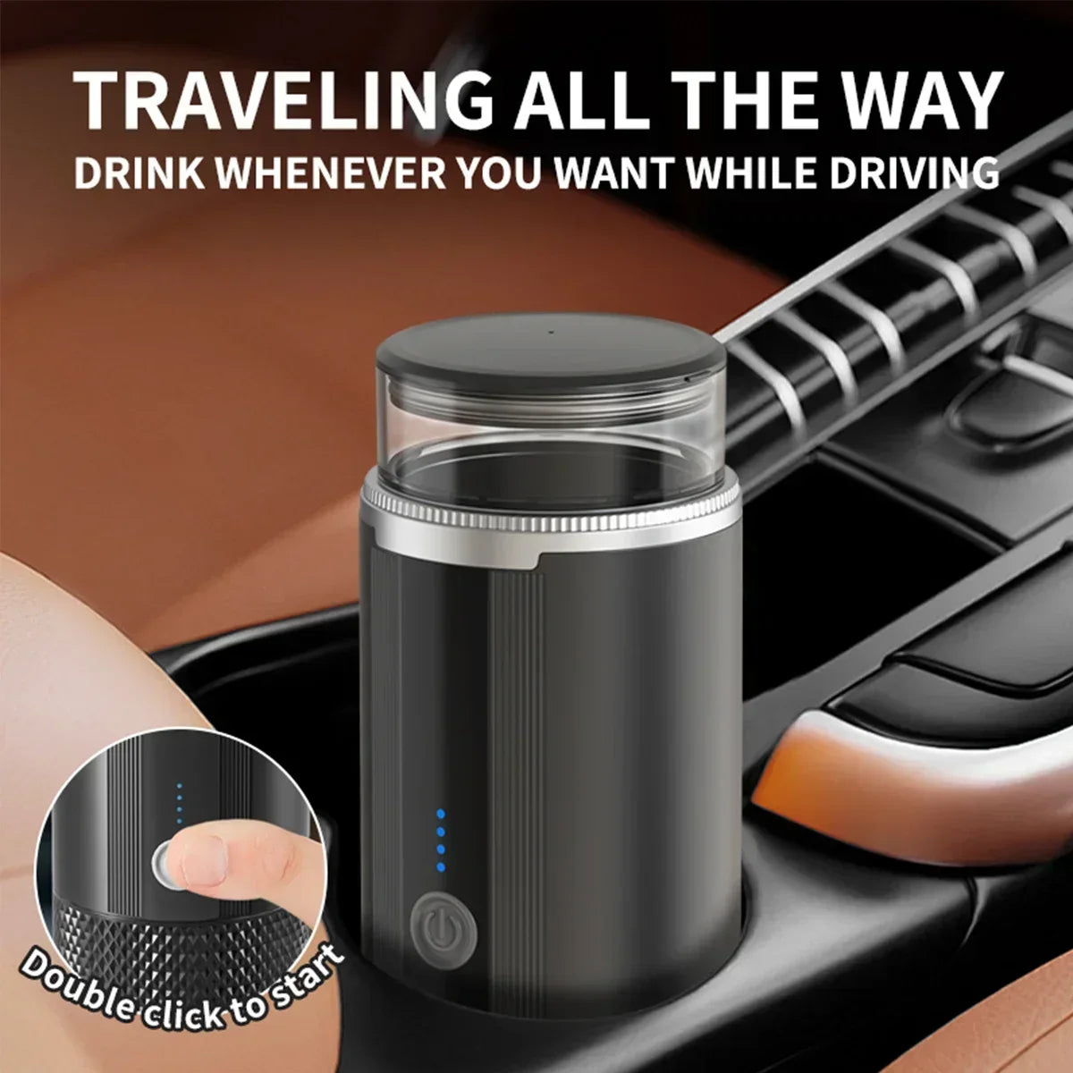 Portable electric coffee machine is suitable for ground coffee and KCUP capsules, but it does not have a heating function