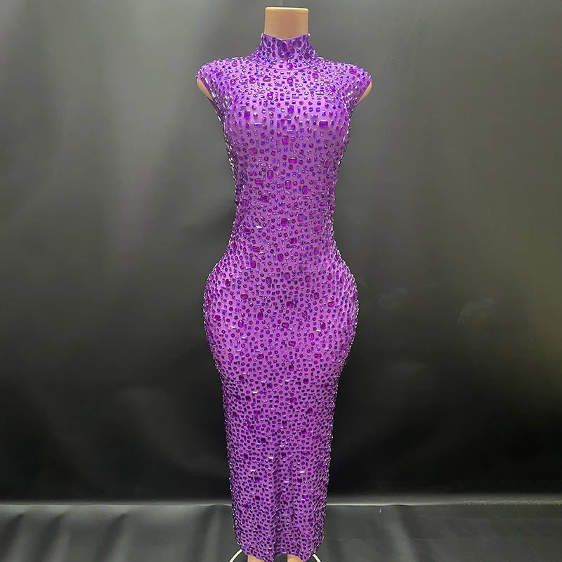 Elegant Rhinestone Party Dresses luxurious Celebration Birthday Dress Wedding Ball Sparkles Couture For Baby Shower Dress