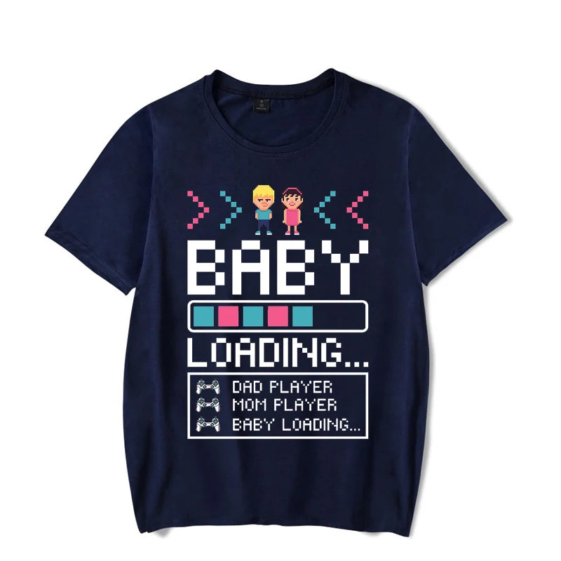 Baby Loading Couples T Shirt Vintage Gamers Mom Dad Tshirt Kawaii Harajuku Lovers T-shirt Sweet Pregnancy Announcement T Shirts