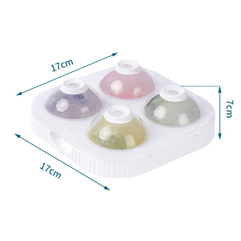 4 Grid Ice Ball Maker Large Dia 6.5cm Big Ice Ball Mold Tray for Whiskey Cocktail Bar Tools Food Grade Ice Mould For Cold Drink