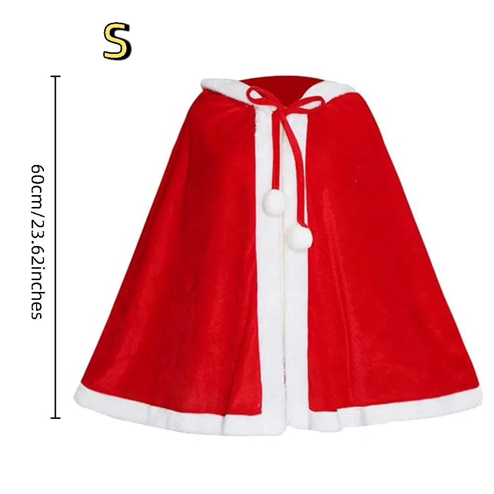 1pc Christmas Red Cloak, Novelty Red Short Cape, Long Hooded Cape Robe, Velvet Costume for Cosplay, Stage Performance Cloak