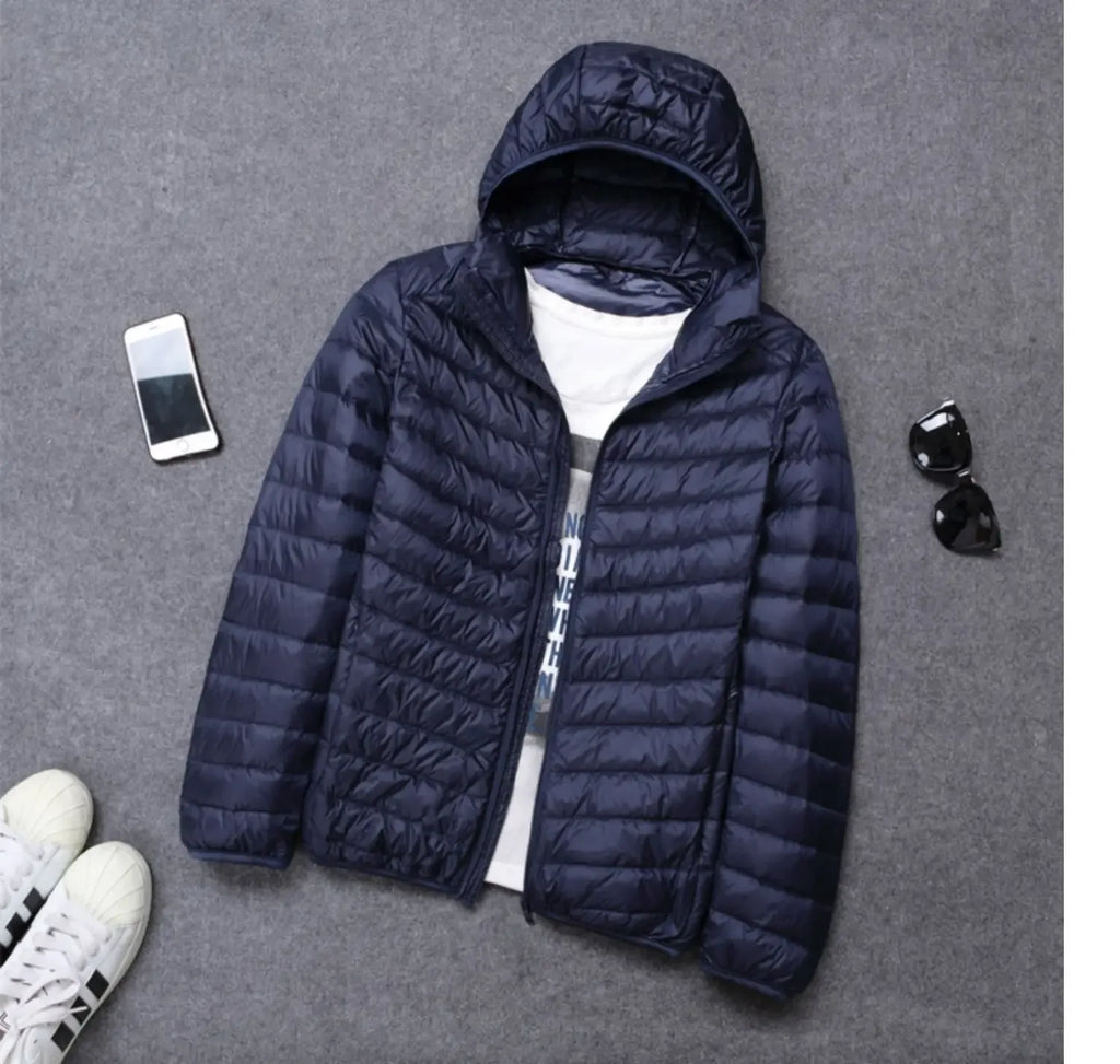 Autumn Winter New Style Men's Lightweight Hooded Cotton Jacket Warm Fashionable Short Casual Portable Stand Collar Cotton Coat