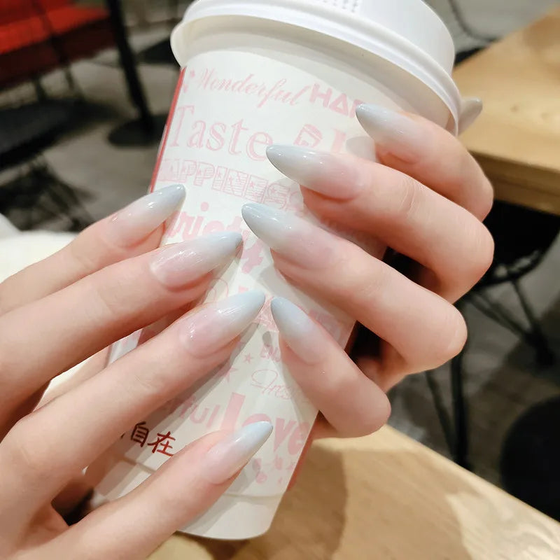 24PCS stiletto false nail tips Mid-length Gradients press on nails wearable full cover fashion false fingernails patch for girls