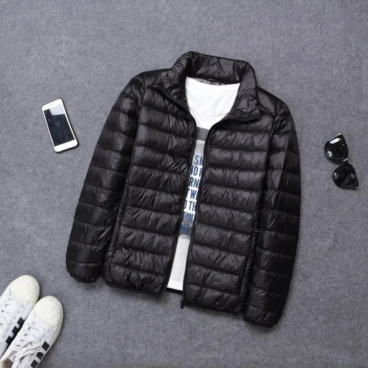 Autumn Winter New Style Men's Lightweight Hooded Cotton Jacket Warm Fashionable Short Casual Portable Stand Collar Cotton Coat