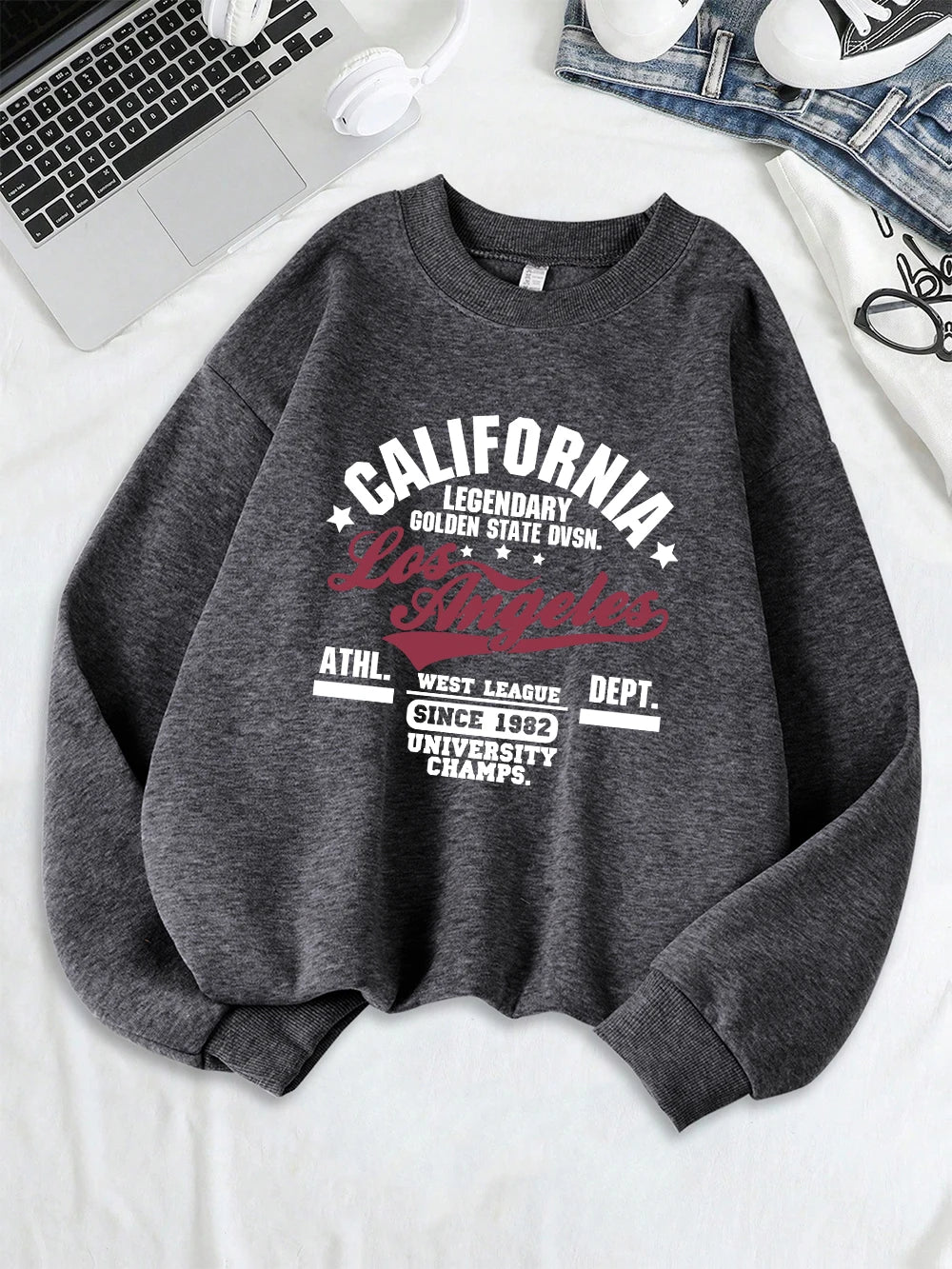 California Oakland Athletic Prints Sweatshirts Women Loose Comfortable Hoodies Fleece Warm Crewneck Tops Winter Sporty Clothes