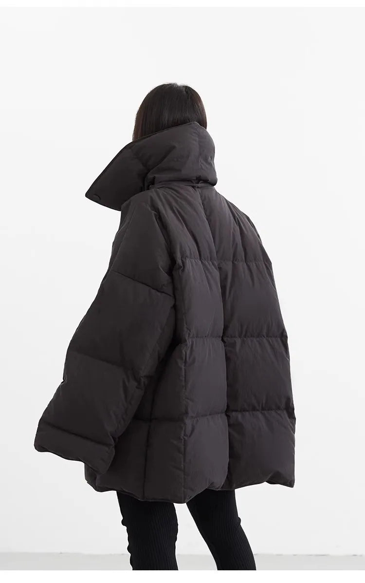 White Duck down Puffy Jacket~~New Winter down Jacket Versatile Thick Coat for Women~Detachable Collar