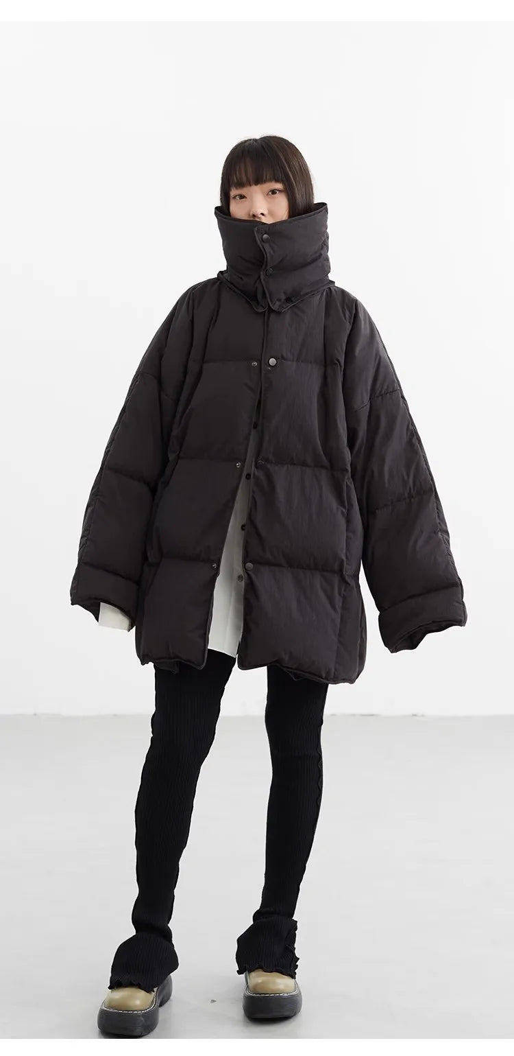 White Duck down Puffy Jacket~~New Winter down Jacket Versatile Thick Coat for Women~Detachable Collar