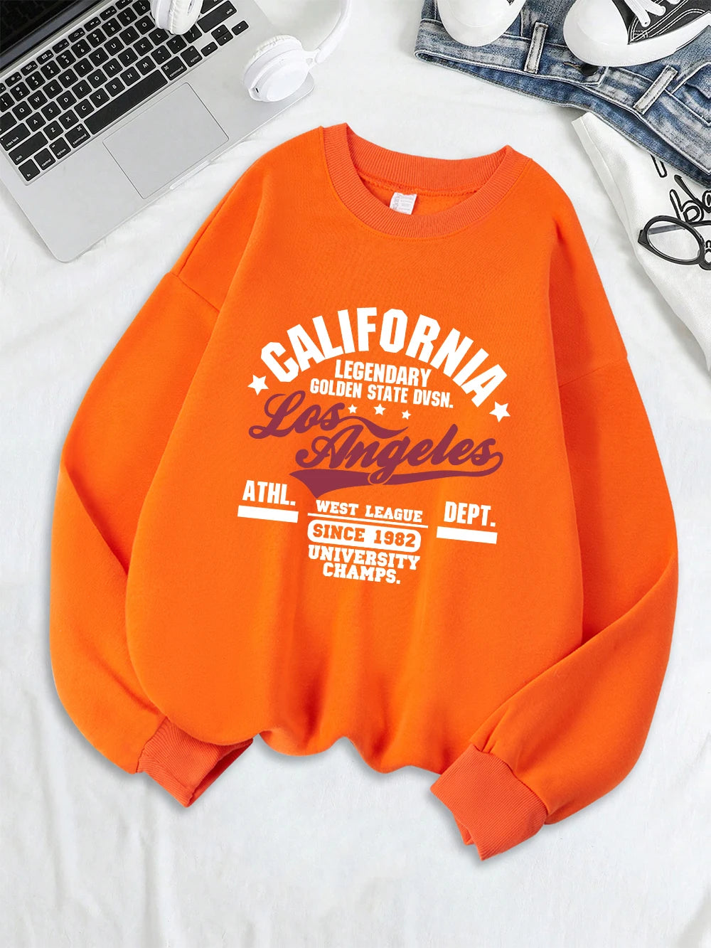 California Oakland Athletic Prints Sweatshirts Women Loose Comfortable Hoodies Fleece Warm Crewneck Tops Winter Sporty Clothes