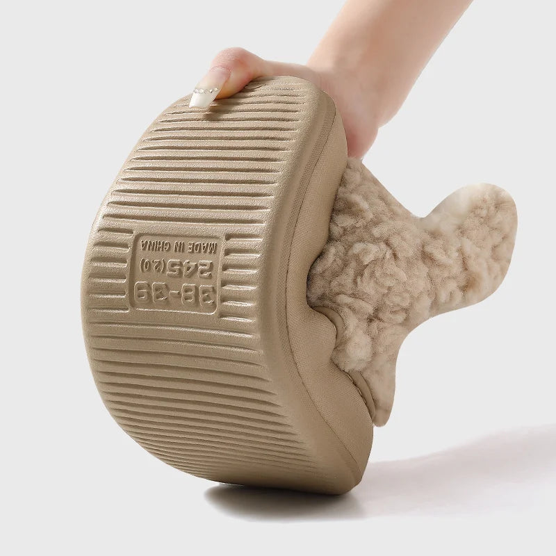 Winter Warm Thick Plush Women Ankle Boots Indoor Outside Slippers Ladies Men Home Cotton Furry Shoes