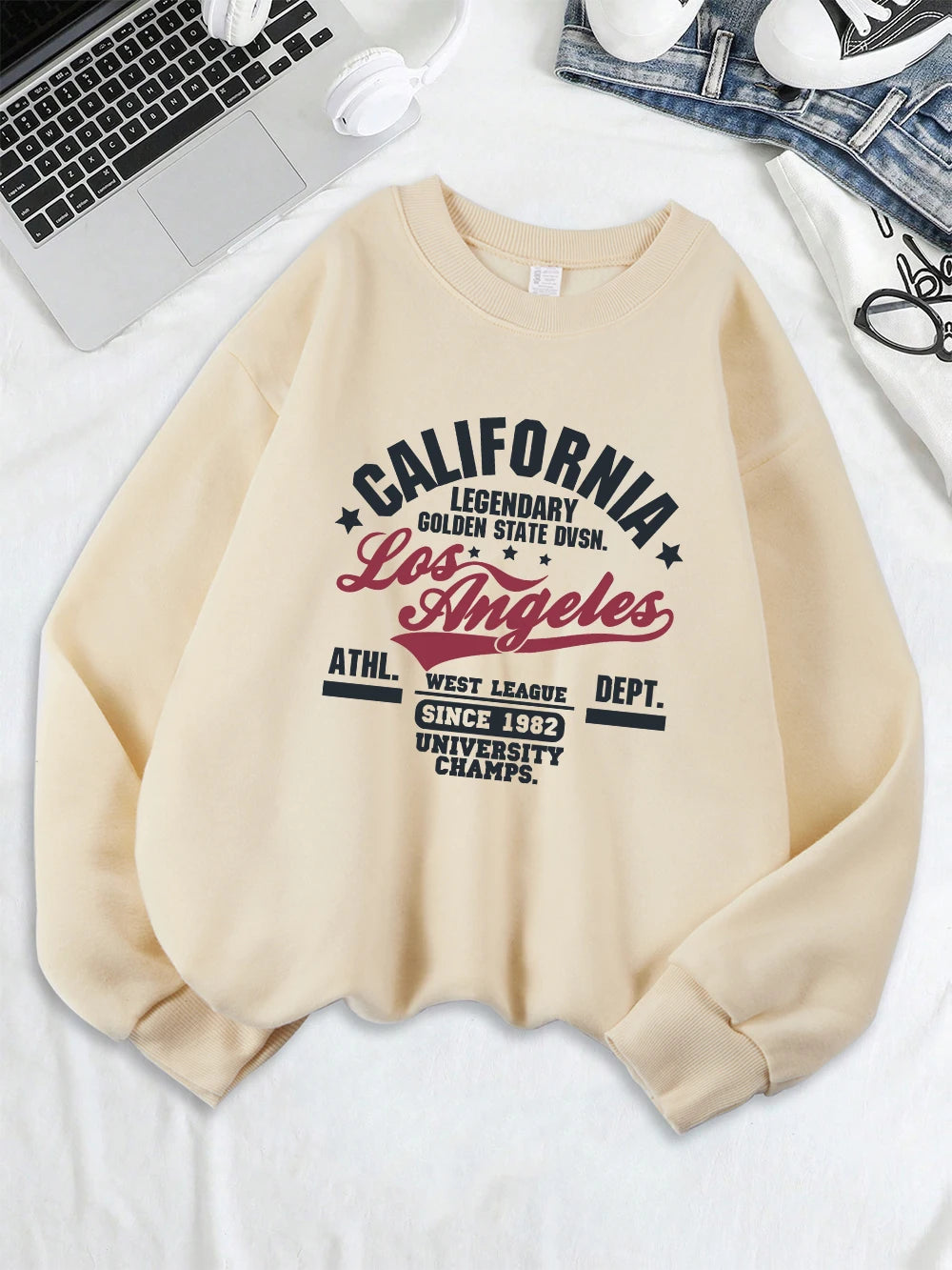 California Oakland Athletic Prints Sweatshirts Women Loose Comfortable Hoodies Fleece Warm Crewneck Tops Winter Sporty Clothes
