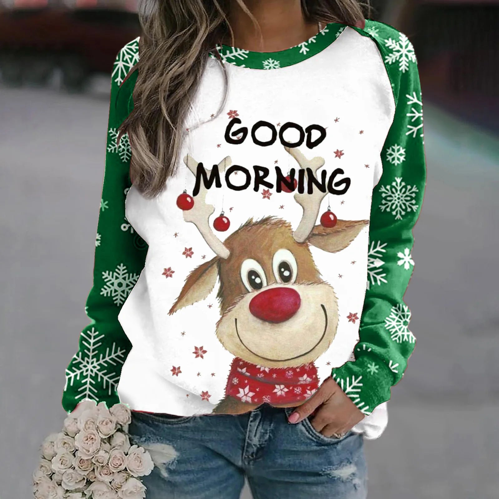 2024 Hot Sale Unisex Round Neck Sweater Christmas Style 3D Printed Sweater Pullover