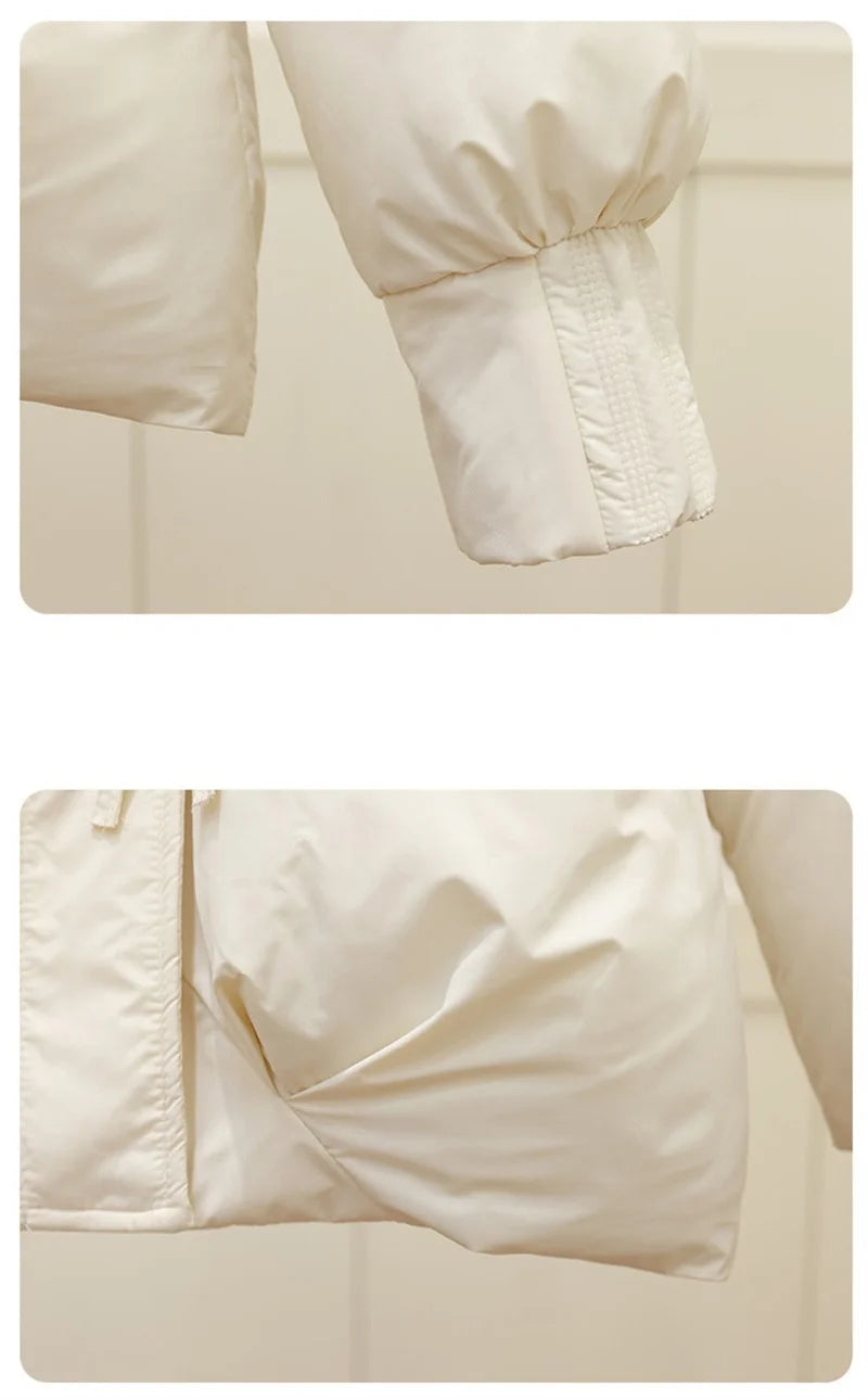 2025 Fashion Big Fur Collar Down Cotton-padded Jacket Women's Short Parkas Winter Streetwear Outerwear Lady Thicken Loose Coats