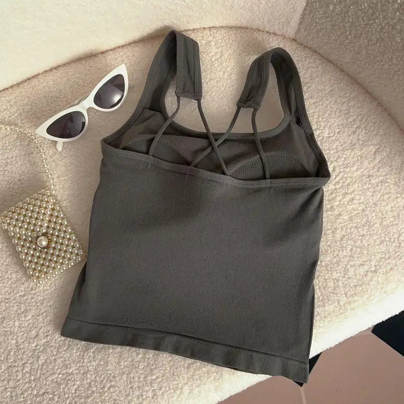 Kawaii Hellokitty Fashion Women Clothing Y2K Tops with Breast Pad Cute T-Shirt Girls Summer Cropped Tops White Sexy Suspender