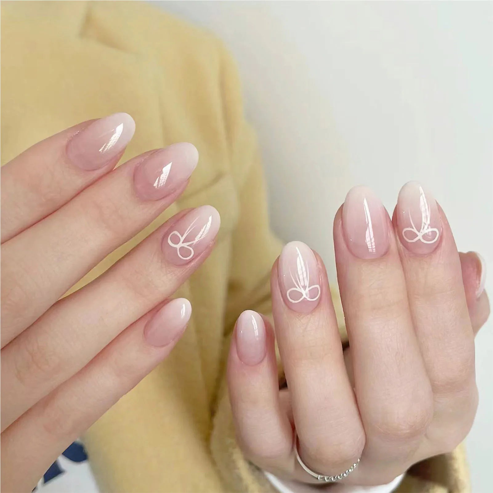 24PCS stiletto false nail tips Mid-length Gradients press on nails wearable full cover fashion false fingernails patch for girls