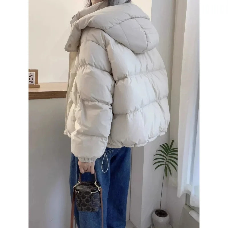 Women Autumn Winter Short Down Jacket 2025 New Plus Size Loose Cotton Padded Jacket Women Hooded Warm Casual Jacket Women Parkas
