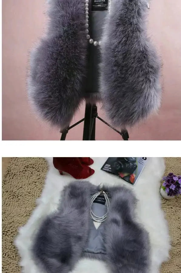 ort  Fur Vest Women's Autumn Winter Faion Slimming Belted Plu Jaet Korean Sle V-Ne No-Sve Commute Trend