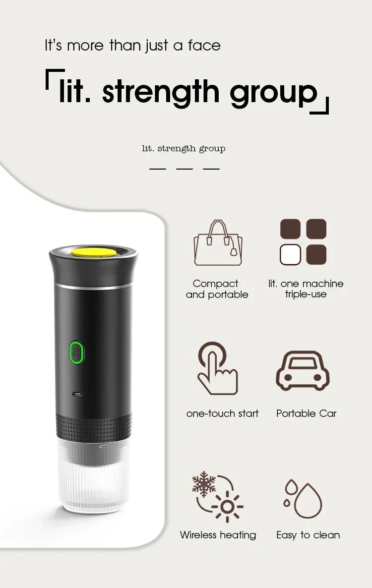 Coffee Machine Portable Wireless Electric Espresso Travel Car Home Camping Coffee Maker 3-in-1 Capsule Powder Coffee Maker