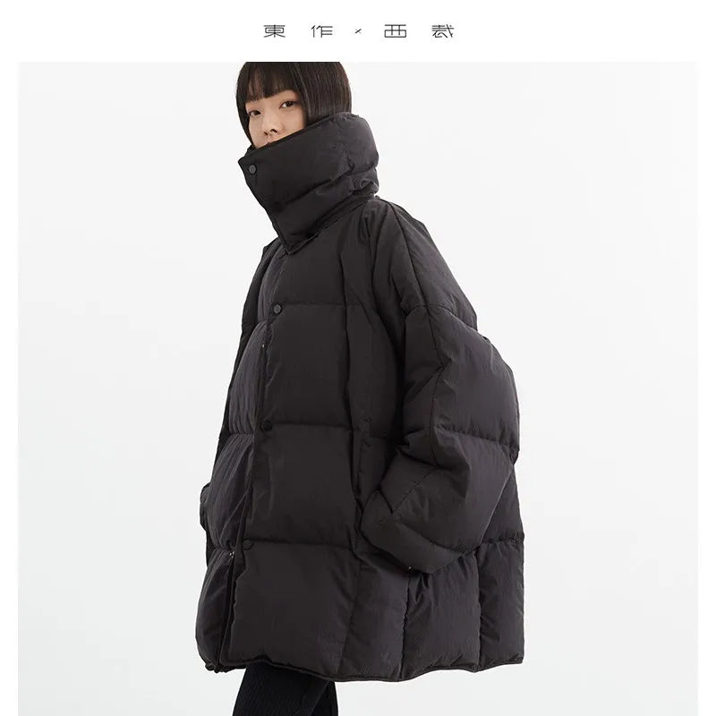 White Duck down Puffy Jacket~~New Winter down Jacket Versatile Thick Coat for Women~Detachable Collar