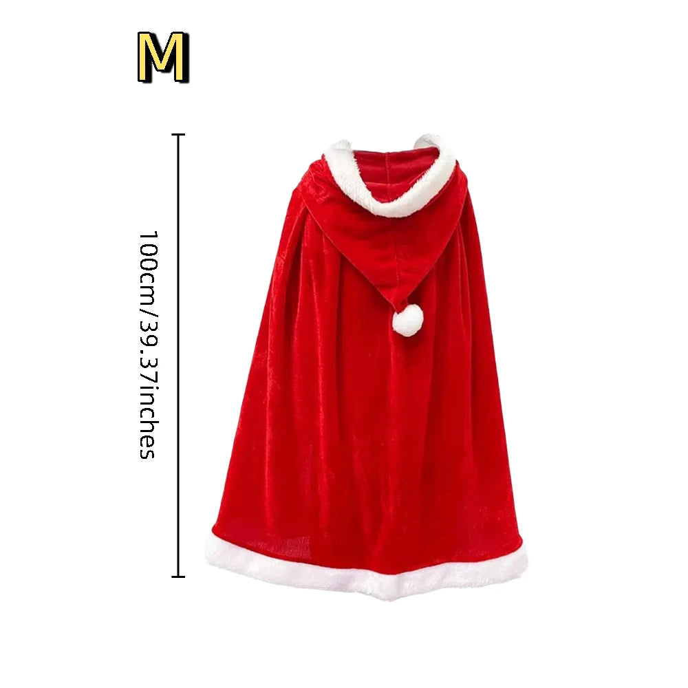 1pc Christmas Red Cloak, Novelty Red Short Cape, Long Hooded Cape Robe, Velvet Costume for Cosplay, Stage Performance Cloak