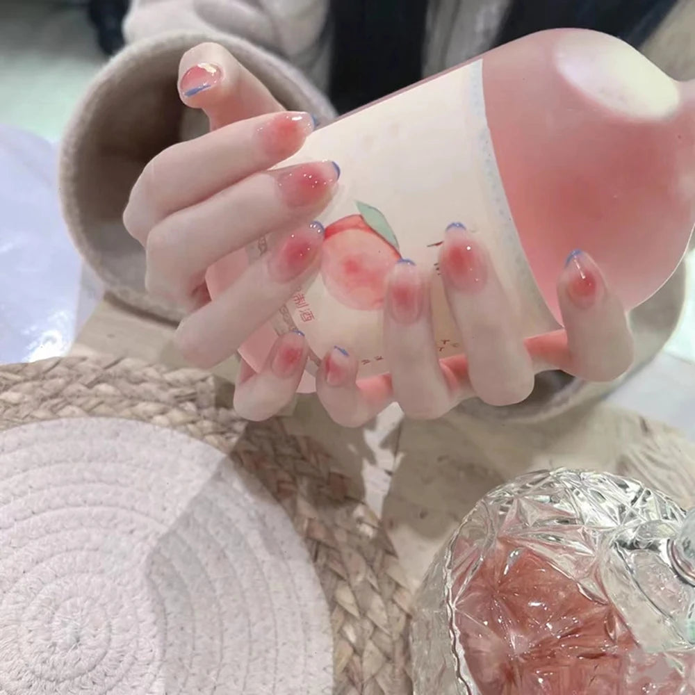 24PCS stiletto false nail tips Mid-length Gradients press on nails wearable full cover fashion false fingernails patch for girls