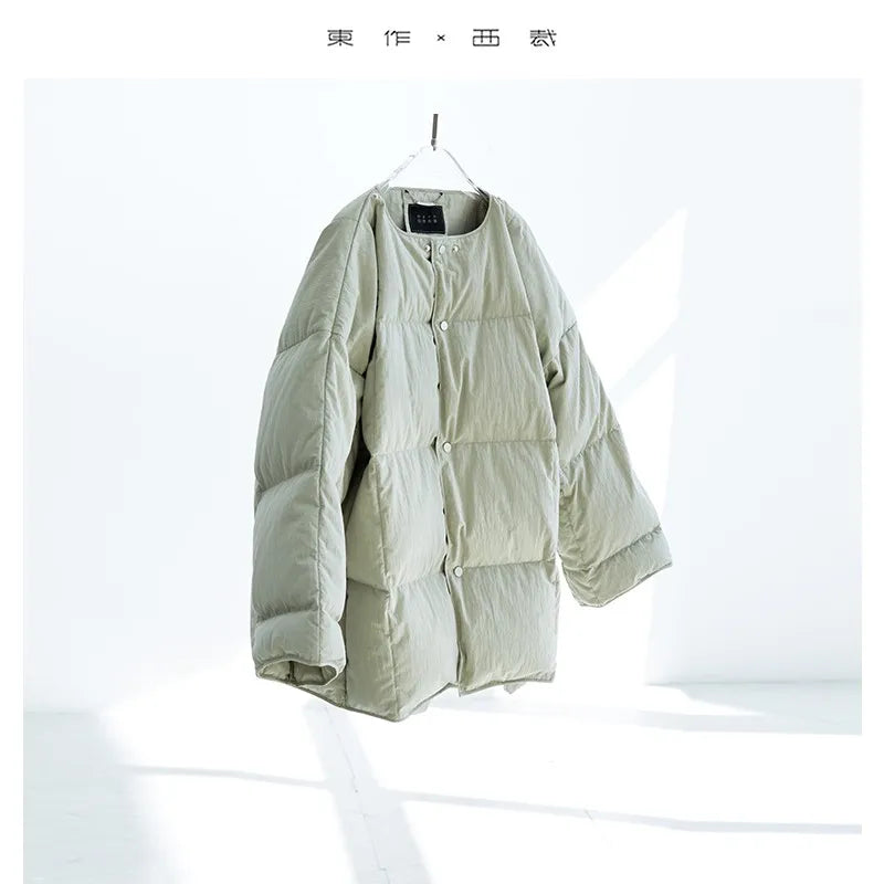 White Duck down Puffy Jacket~~New Winter down Jacket Versatile Thick Coat for Women~Detachable Collar