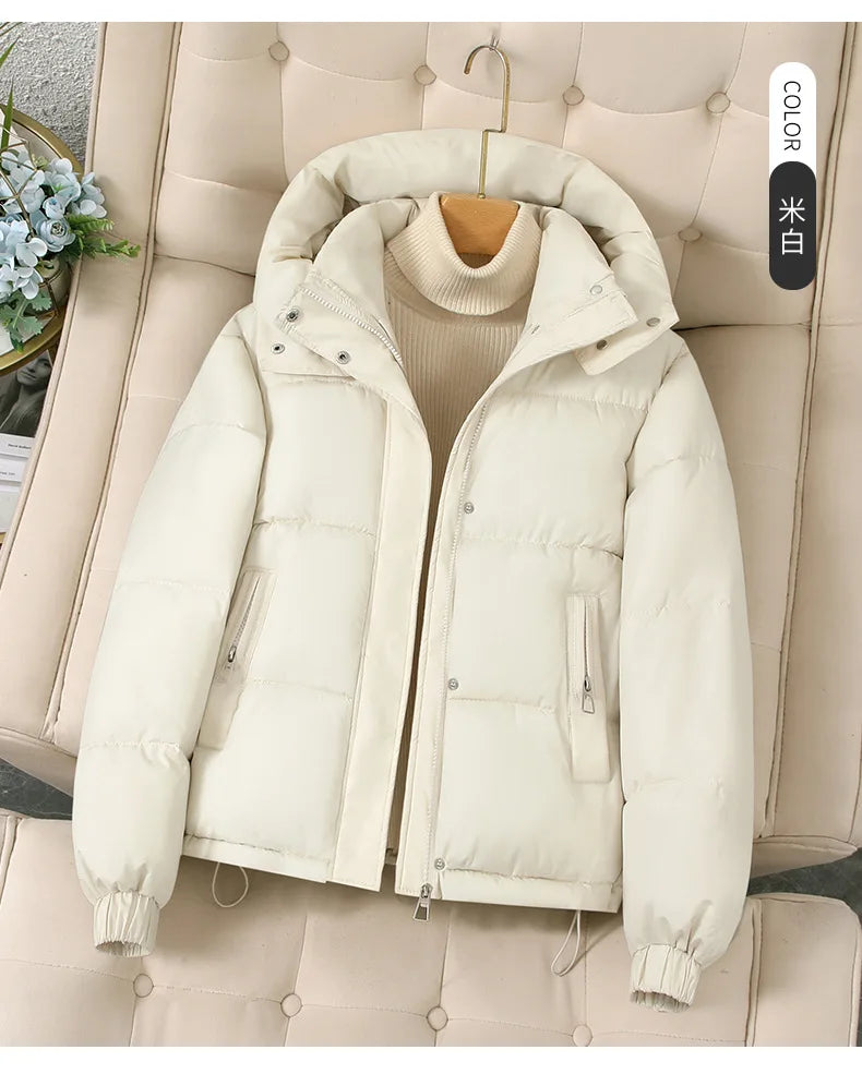 Women Autumn Winter Short Down Jacket 2025 New Plus Size Loose Cotton Padded Jacket Women Hooded Warm Casual Jacket Women Parkas