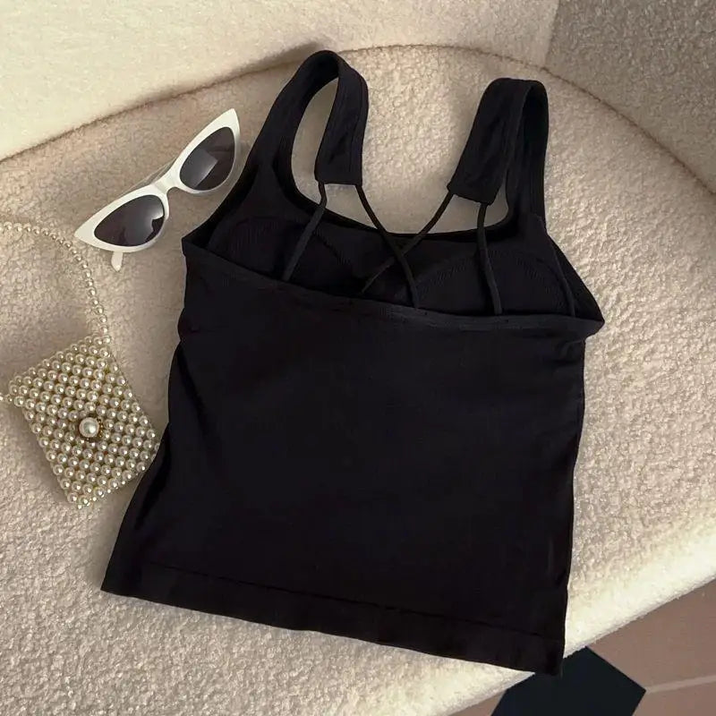 Kawaii Hellokitty Fashion Women Clothing Y2K Tops with Breast Pad Cute T-Shirt Girls Summer Cropped Tops White Sexy Suspender