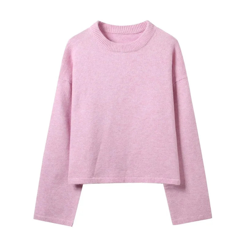 Autumn O-Neck Long Sleeve Loose Pullover Knitted Tops Women Soft Elegant Fashion Sweater Female Casual Wear 2025 New