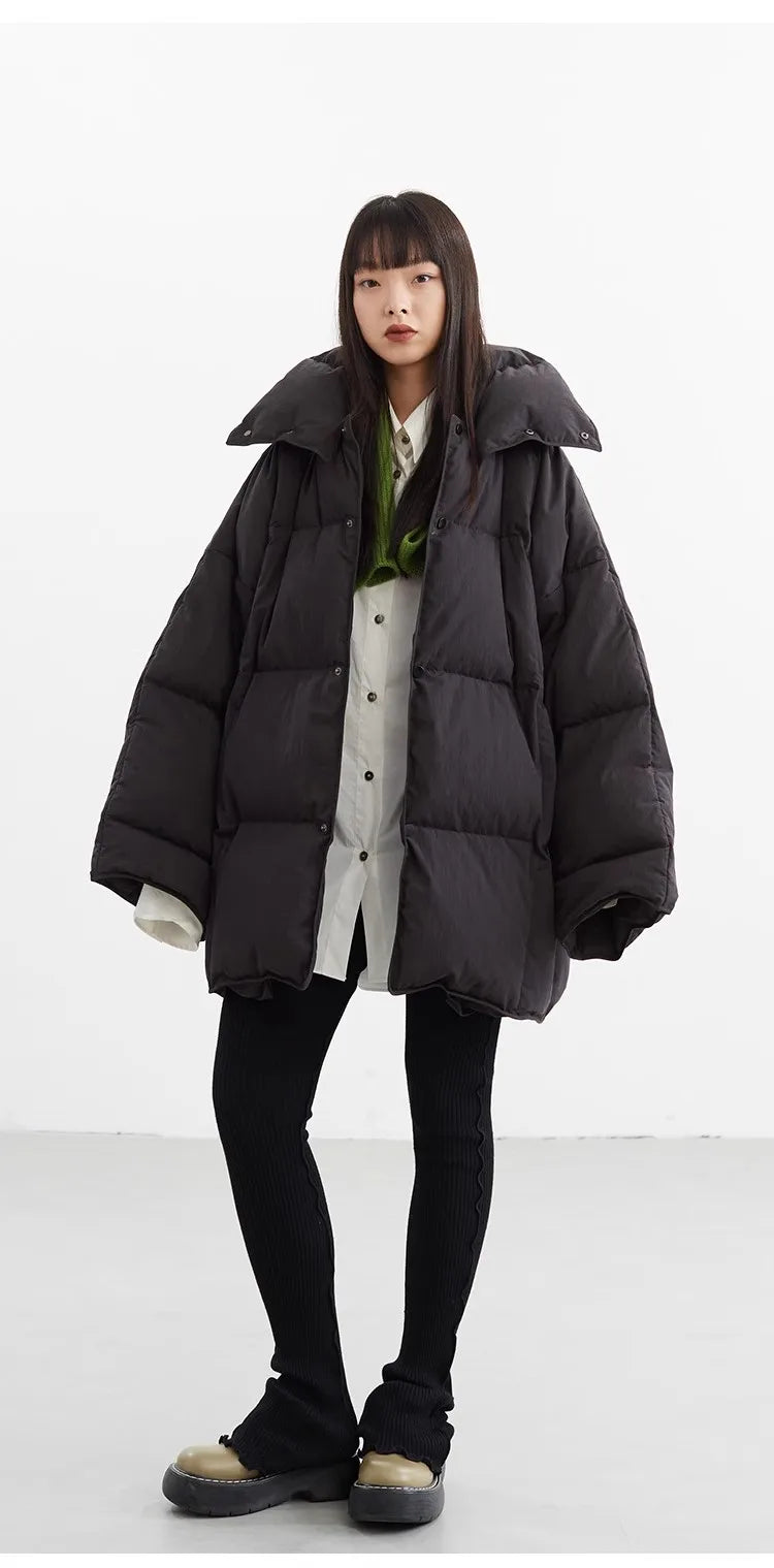 White Duck down Puffy Jacket~~New Winter down Jacket Versatile Thick Coat for Women~Detachable Collar