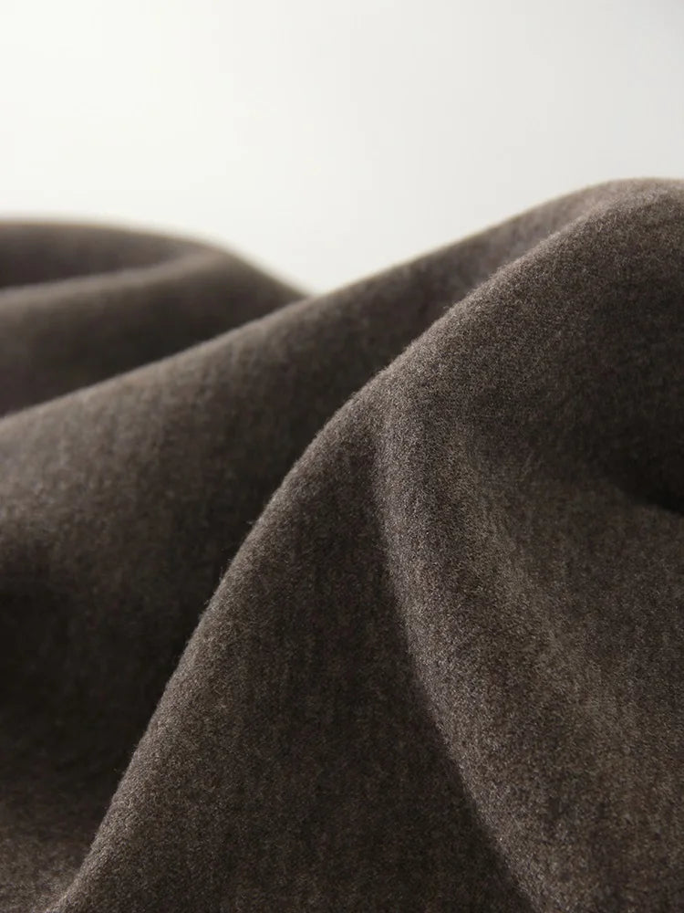 Streamgirl Thick Warm Straight Pants For Women Office Brown Wide Leg Trousers High Waist Women's Loose Pants For Ladies Spring