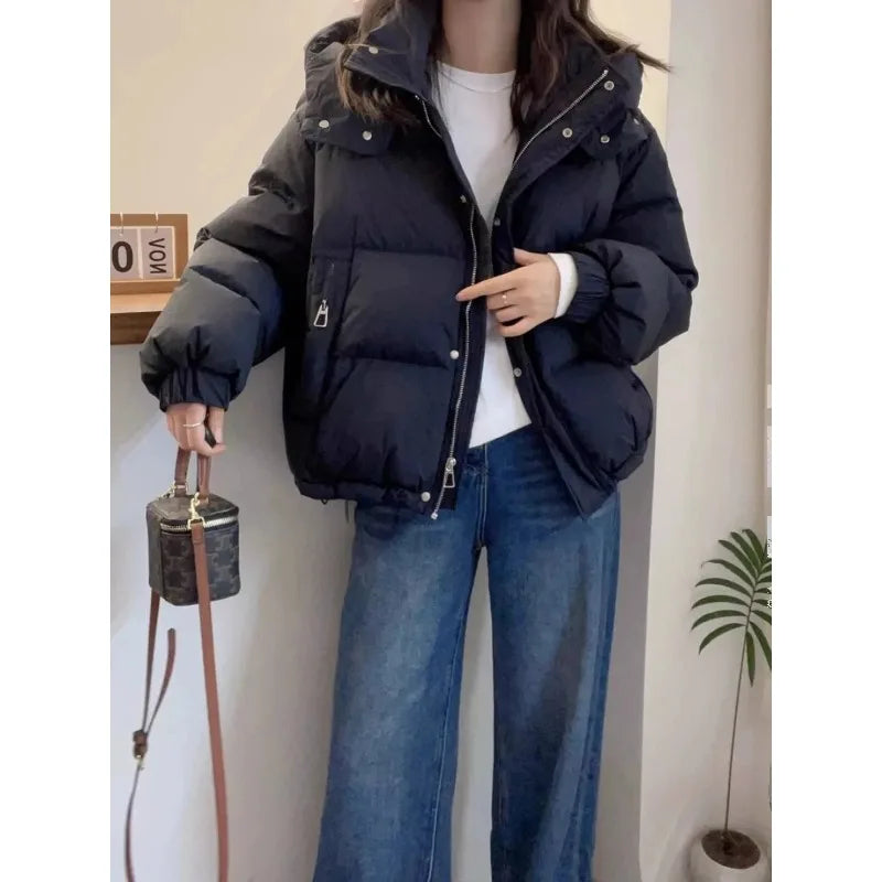 Women Autumn Winter Short Down Jacket 2025 New Plus Size Loose Cotton Padded Jacket Women Hooded Warm Casual Jacket Women Parkas