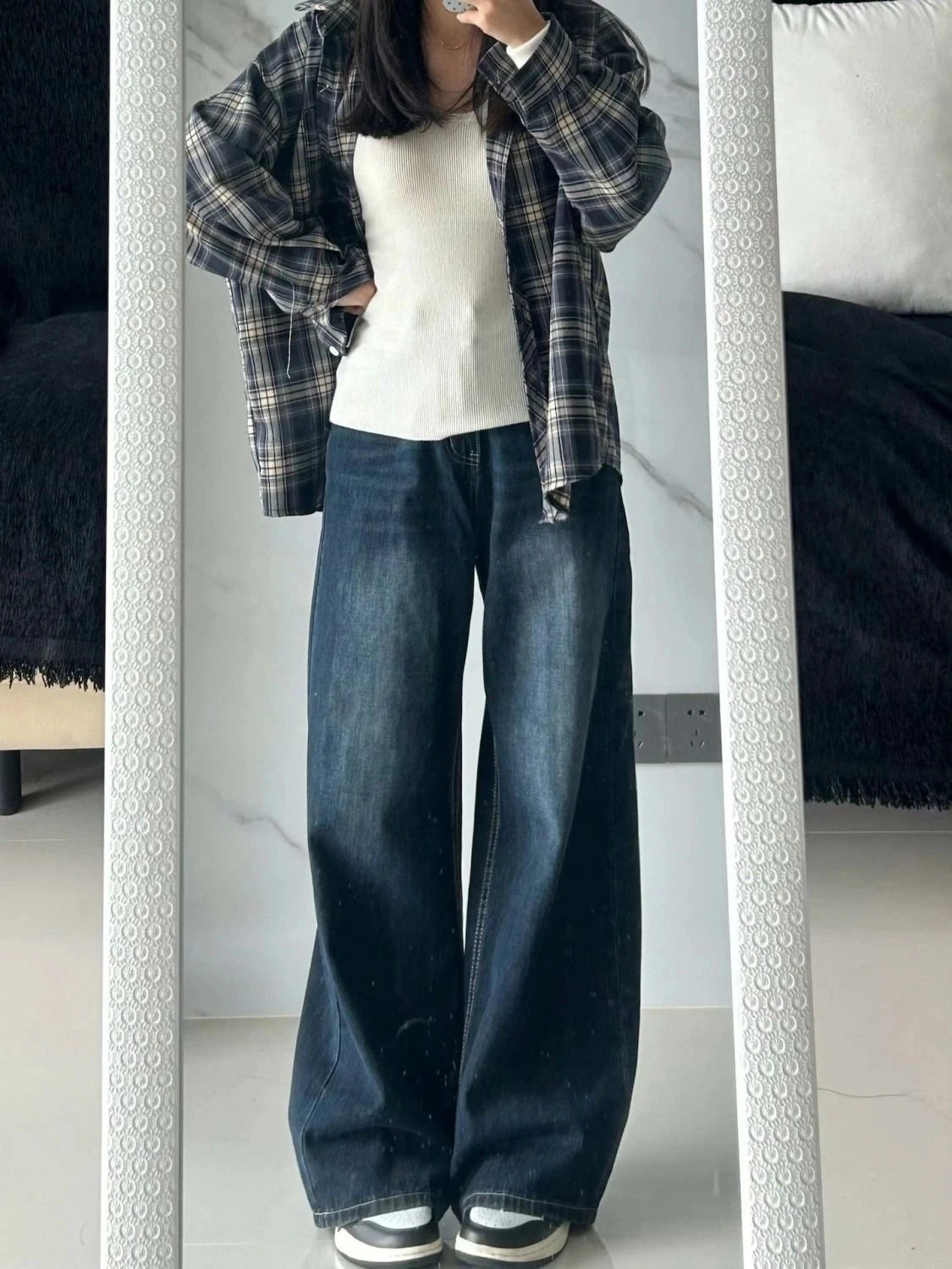 Womens Jeans Baggy Jeans Y2k Retro  Loose Straight Leg Washed Denim High Waist Slimming Comfort Fit Long Pants For Women