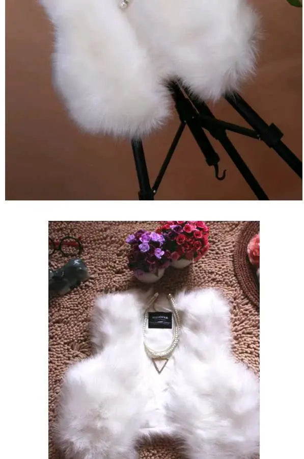 ort  Fur Vest Women's Autumn Winter Faion Slimming Belted Plu Jaet Korean Sle V-Ne No-Sve Commute Trend