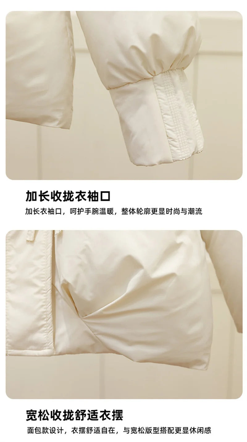 New Parkas Women Winter Jacket Warm Big Hair Collar Hooded Down Cotton Coat Korean Short Cotton Padded Jacket Female Outerwear