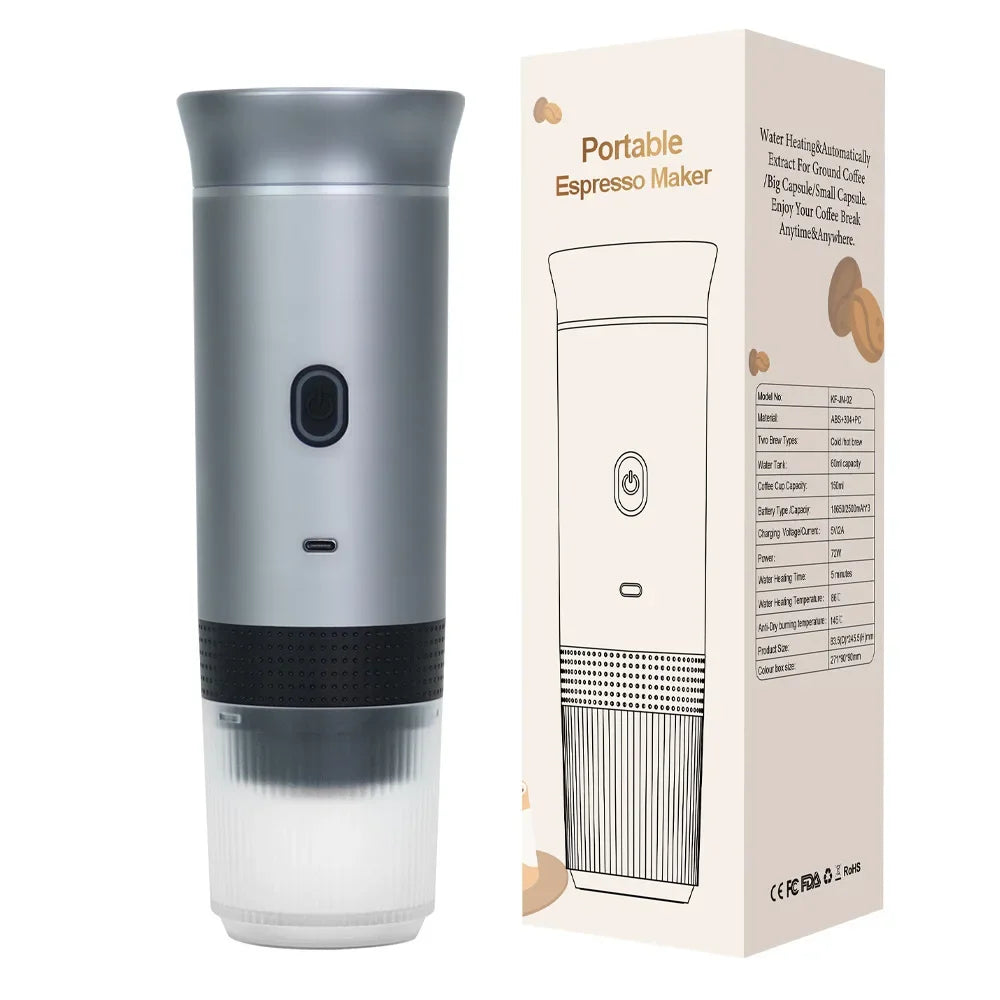 Coffee Machine Portable Wireless Electric Espresso Travel Car Home Camping Coffee Maker 3-in-1 Capsule Powder Coffee Maker