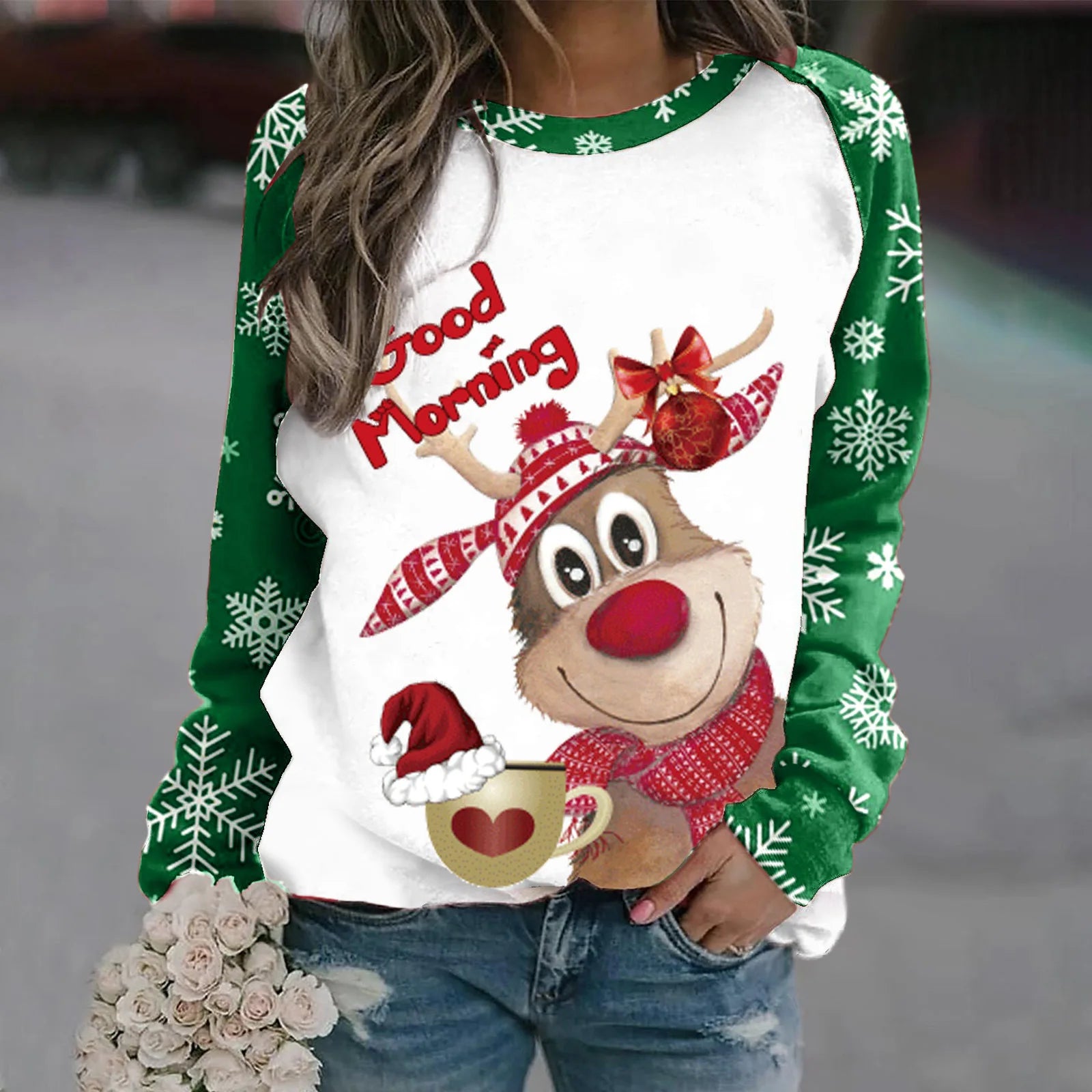 2024 Hot Sale Unisex Round Neck Sweater Christmas Style 3D Printed Sweater Pullover