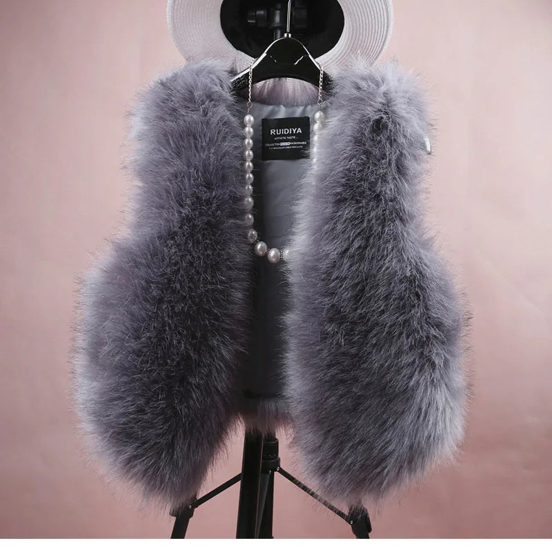 ort  Fur Vest Women's Autumn Winter Faion Slimming Belted Plu Jaet Korean Sle V-Ne No-Sve Commute Trend